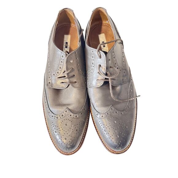 Joseph Abboud Men’s 11 Gray Leather Wingtip Brogue Dress Shoes - Picture 1 of 6